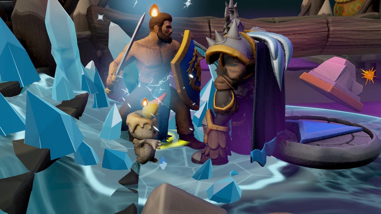 Arthas freezes Aldric with an icy blow in a snow-covered arena.